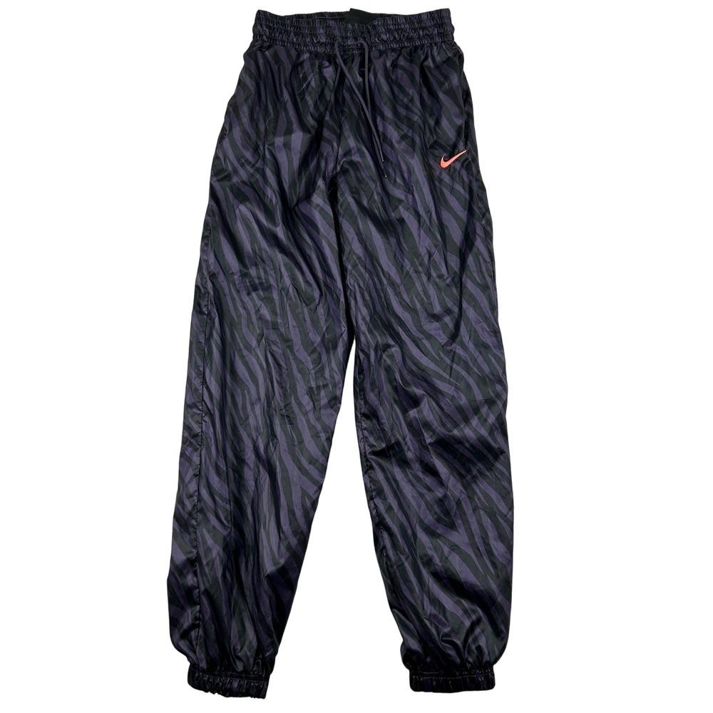 Nike Pants Womens XS Zebra Print Track Joggers Purple‎ Black Swoosh Polyester